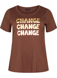 Katoenen t-shirt met korte mouwen, Chestnut Change