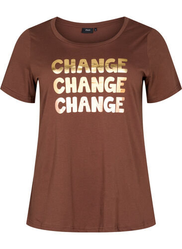 Katoenen t-shirt met korte mouwen, Chestnut Change, Packshot image number 0