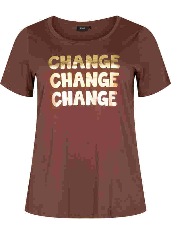 Katoenen t-shirt met korte mouwen, Chestnut Change