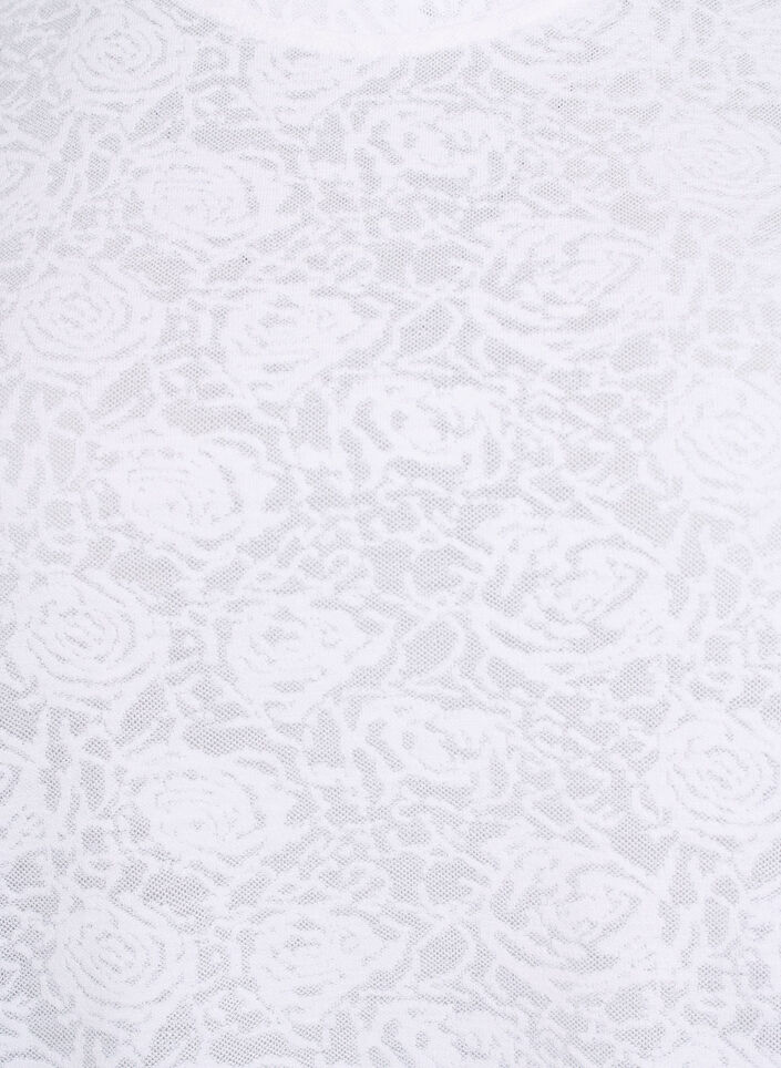 Blouse met korte mouwen en rozenpatroon textuur, Wit, Packshot image number 2