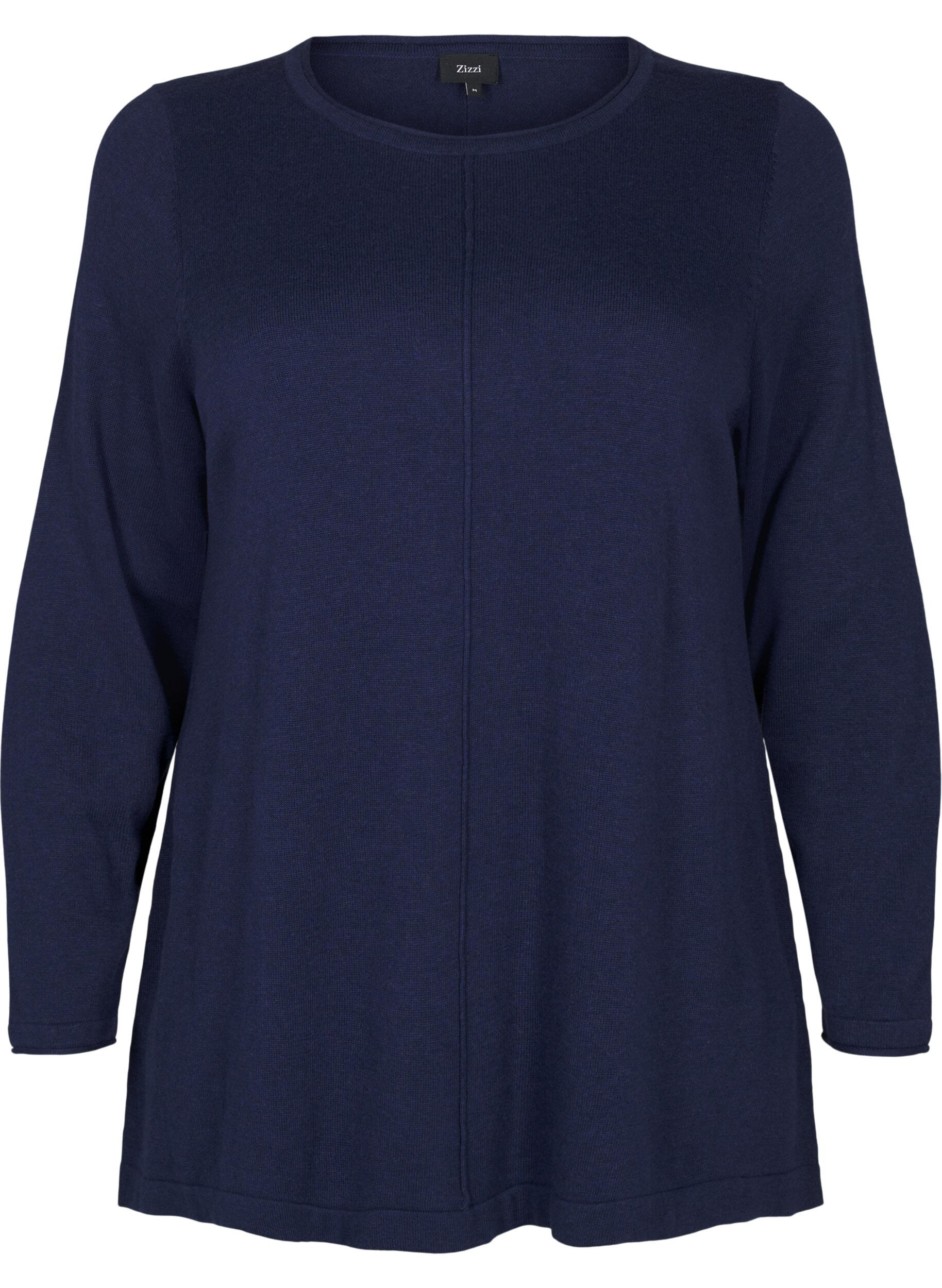 Zizzi Gebreide blouse gemaakt van katoen en viscose., Blauw, Packshot image number 0