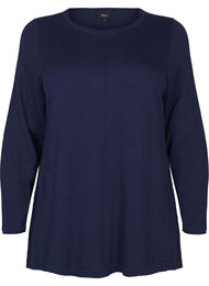 Gebreide blouse gemaakt van katoen en viscose., Blauw