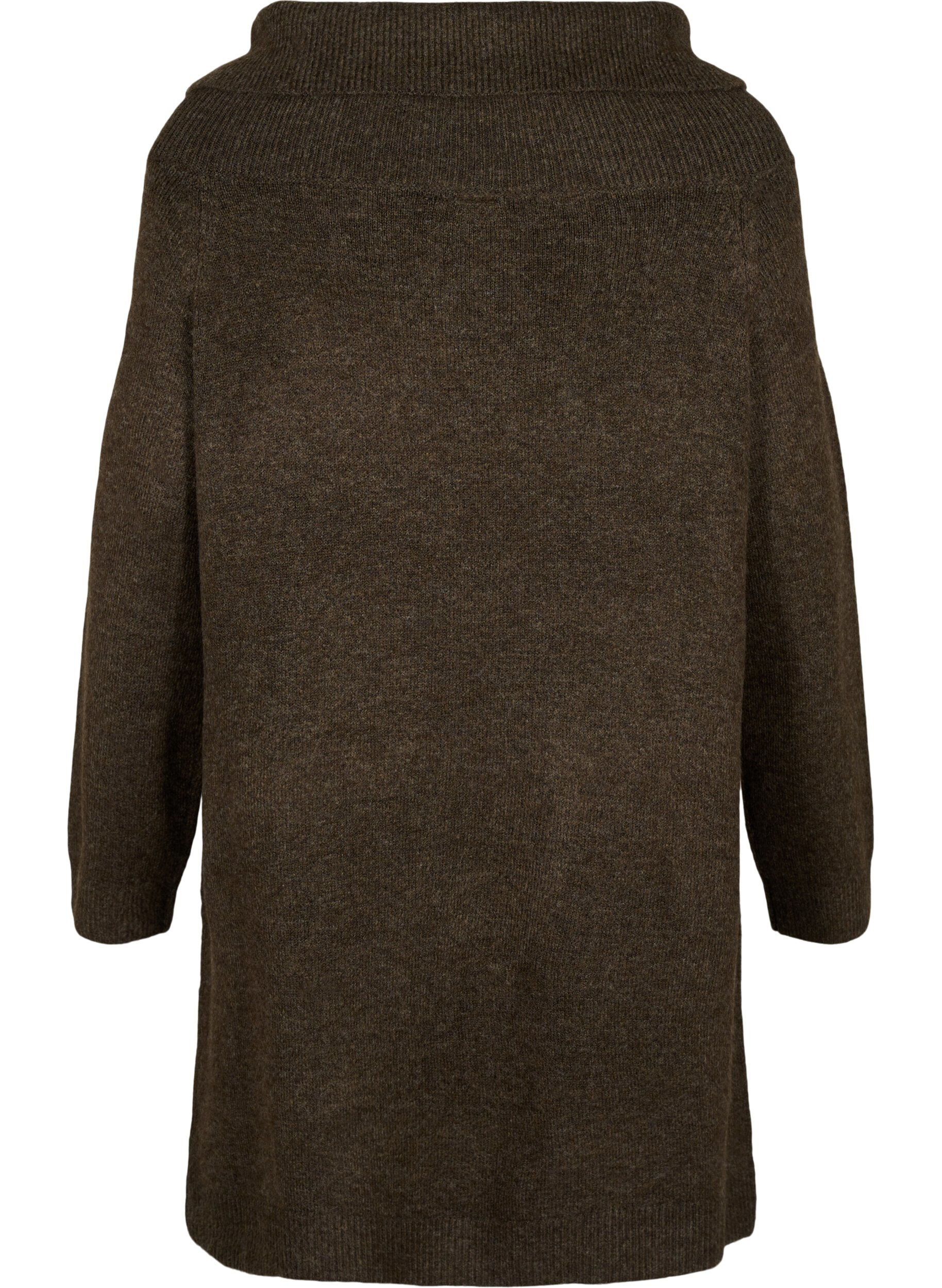 Zizzi Gem&ecirc;leerde gebreide jurk, Demitasse Mel., Packshot image number 1