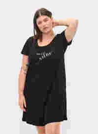 Katoenen nachthemd met korte mouwen, Black RELAX, Model