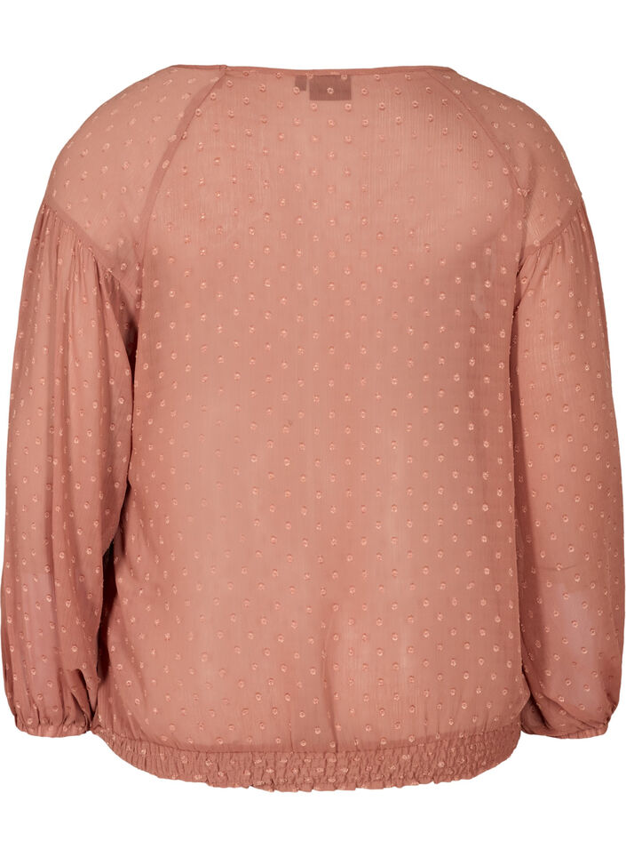 Blouse met lange mouwen en smokwerk, Burlwood, Packshot image number 1