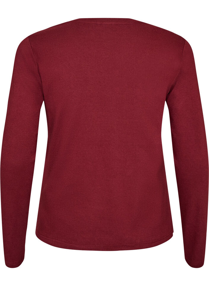 Basic T-shirt met lange mouwen en ronde hals, Rood, Packshot image number 1