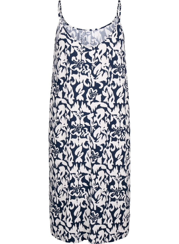 Bandjurk van viscose met print, Navy Bl. Ethnic AOP, Packshot image number 1