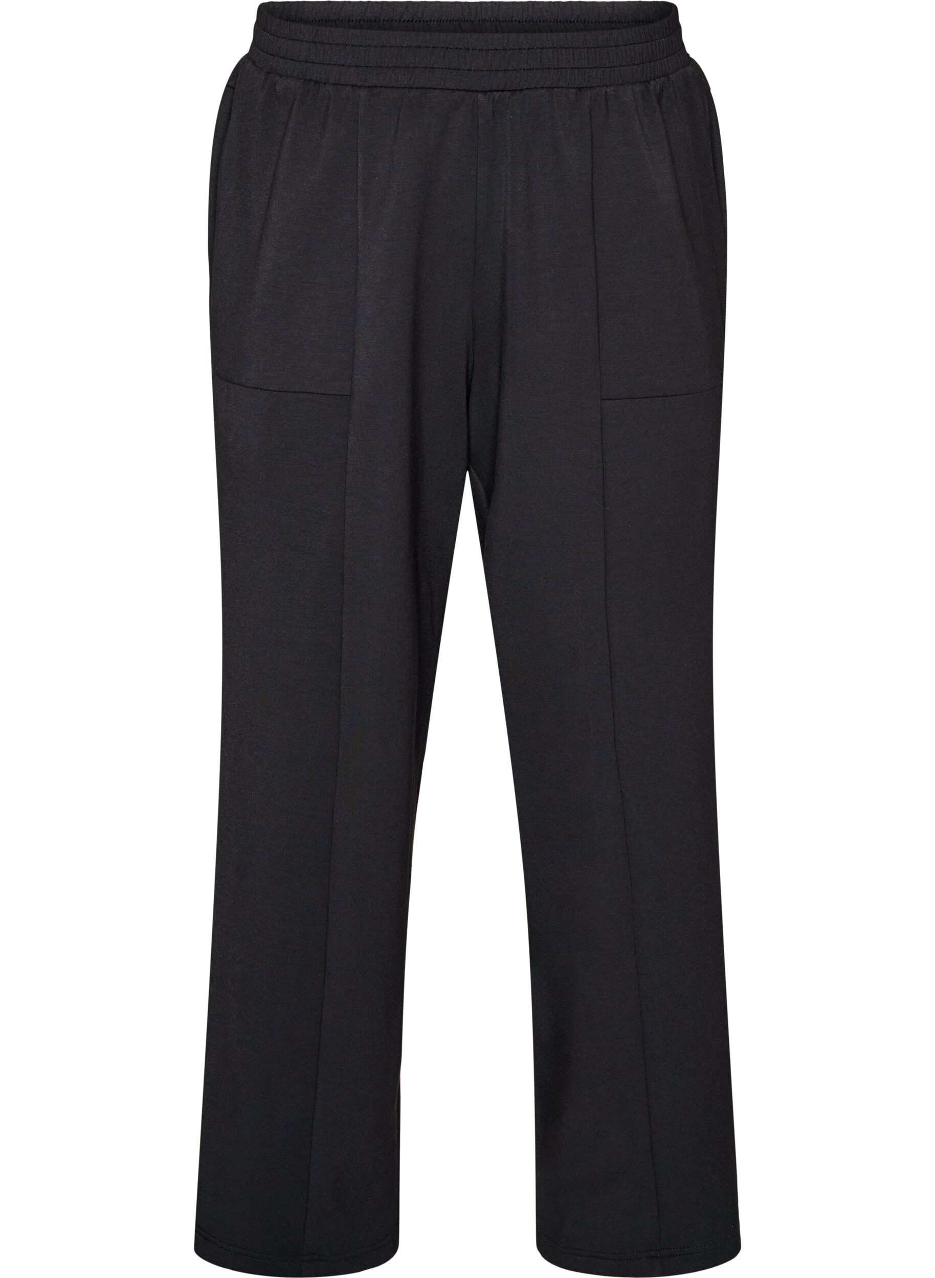 ZizziJerseybroek met losse pasvorm, high waist en zakken, Zwart, Packshot image number 0