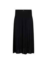 Maxi rok in viscose met smokwerk, Zwart