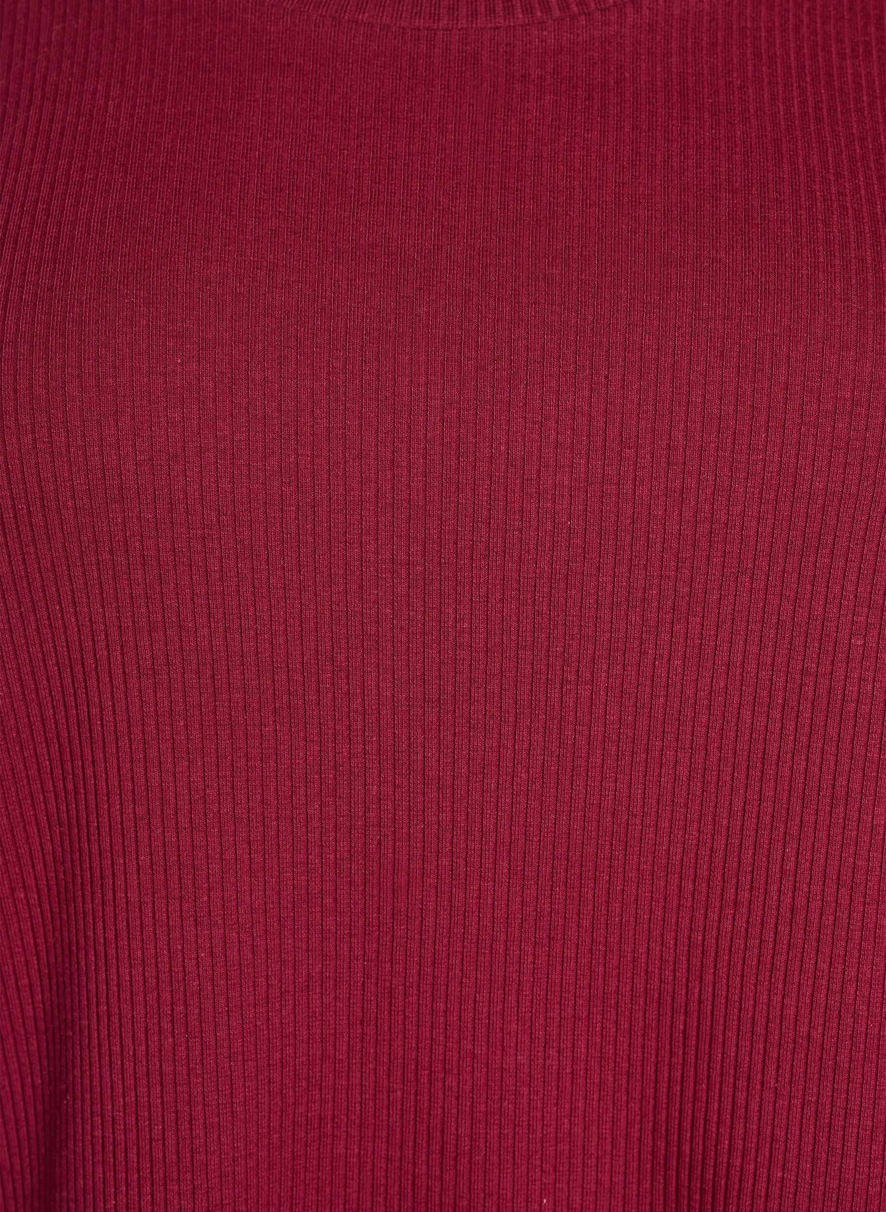 ZizziGeribde jersey blouse met korte mouwen, Donker Bordeaux, Packshot image number 2