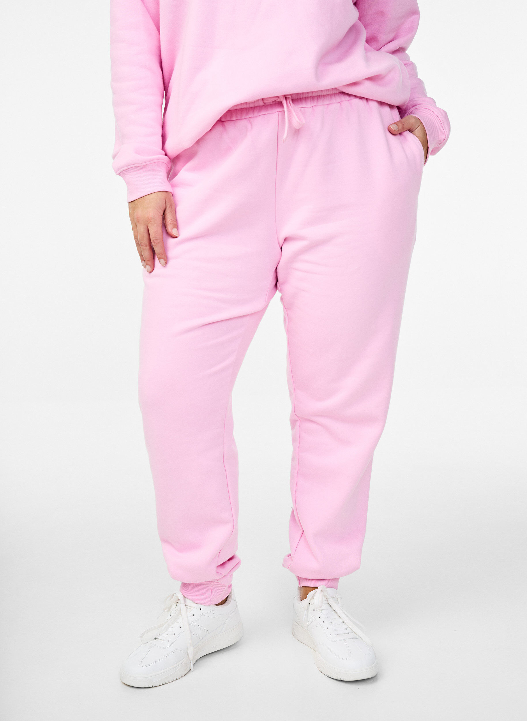 Zizzi Sweatpants met hoge taille, Roze, Model image number 2