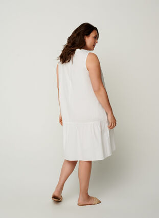Korte katoenen jurk in een a-lijn, White, Model image number 1