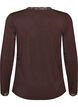Viscose blouse met kanten afwerking en V-hals, Bruin, Packshot image number 1