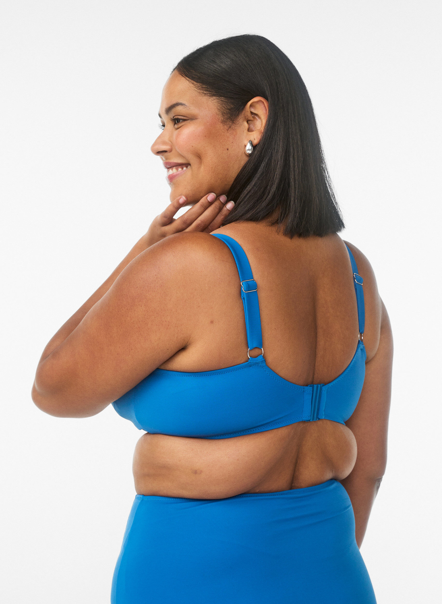 Zizzi Bikini-bh met beugel en drapering, Blauw, Model image number 2