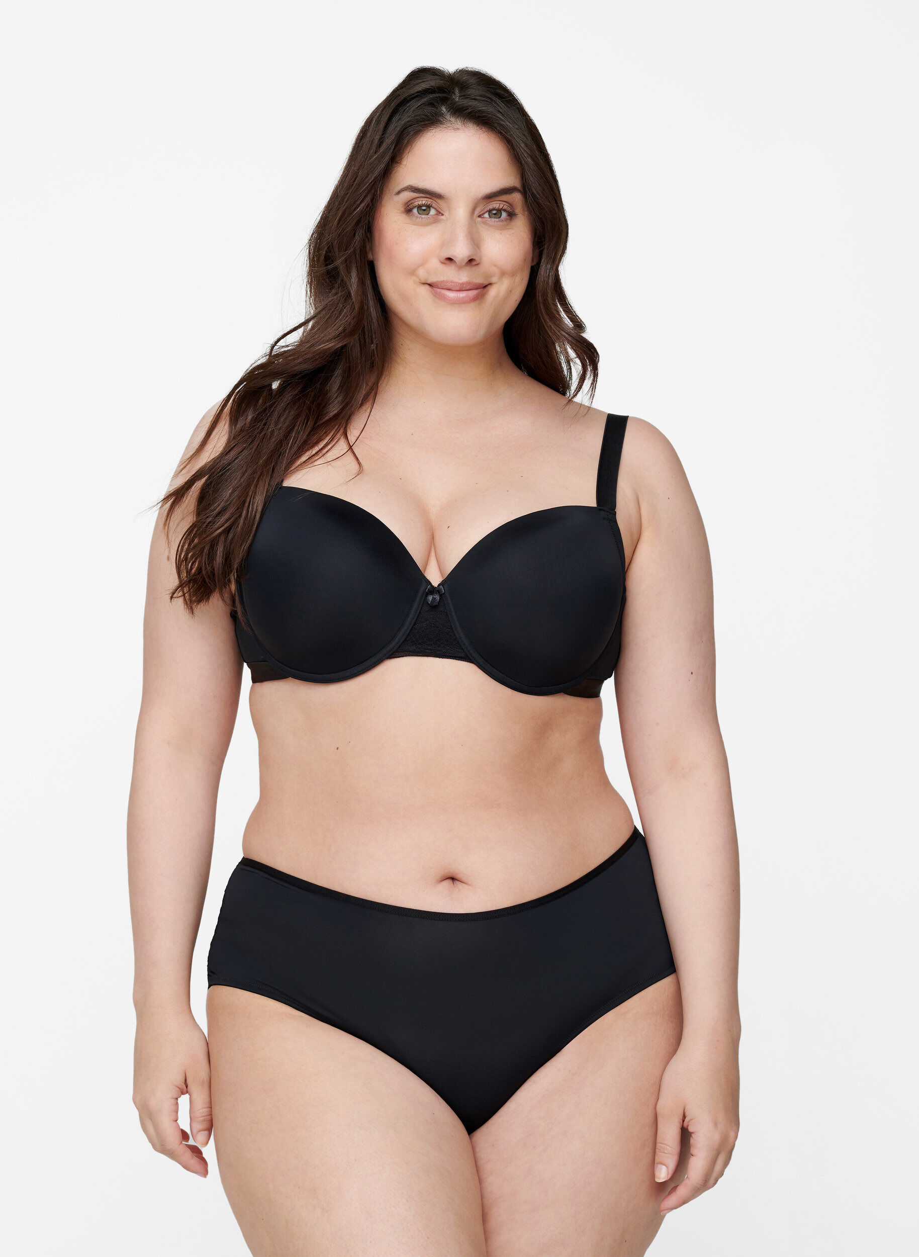 ZizziVoorgevormde bh met mesh, Zwart, Model image number 1