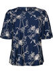 Blouse met korte mouwen en geborduurd patroon, Blauw, Packshot image number 0