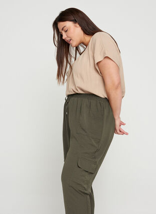Losse broek met grote zakken, Black Olive, Model image number 2