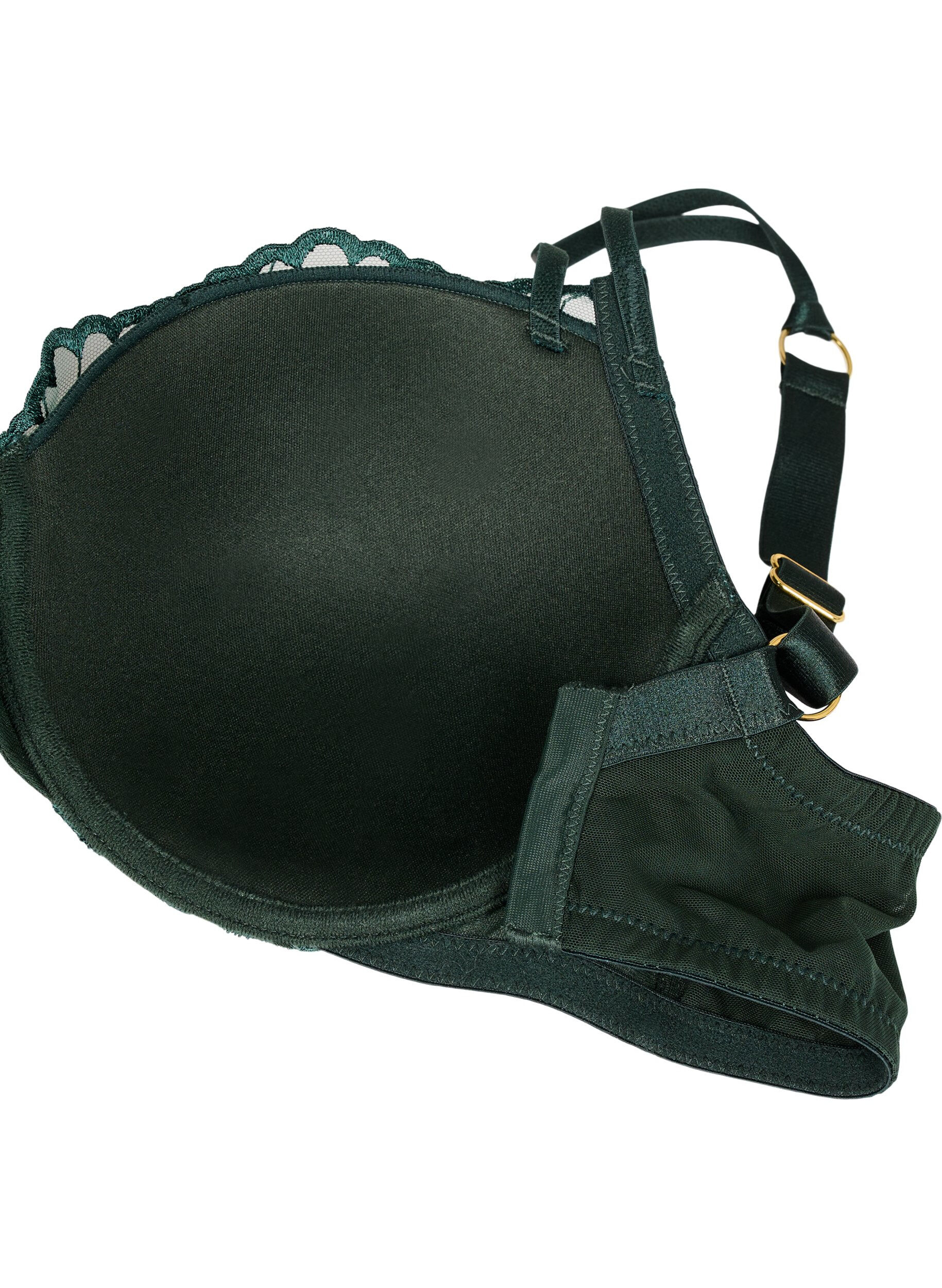 Zizzi Voorgevormde beha met borduursel, Groen, Packshot image number 3