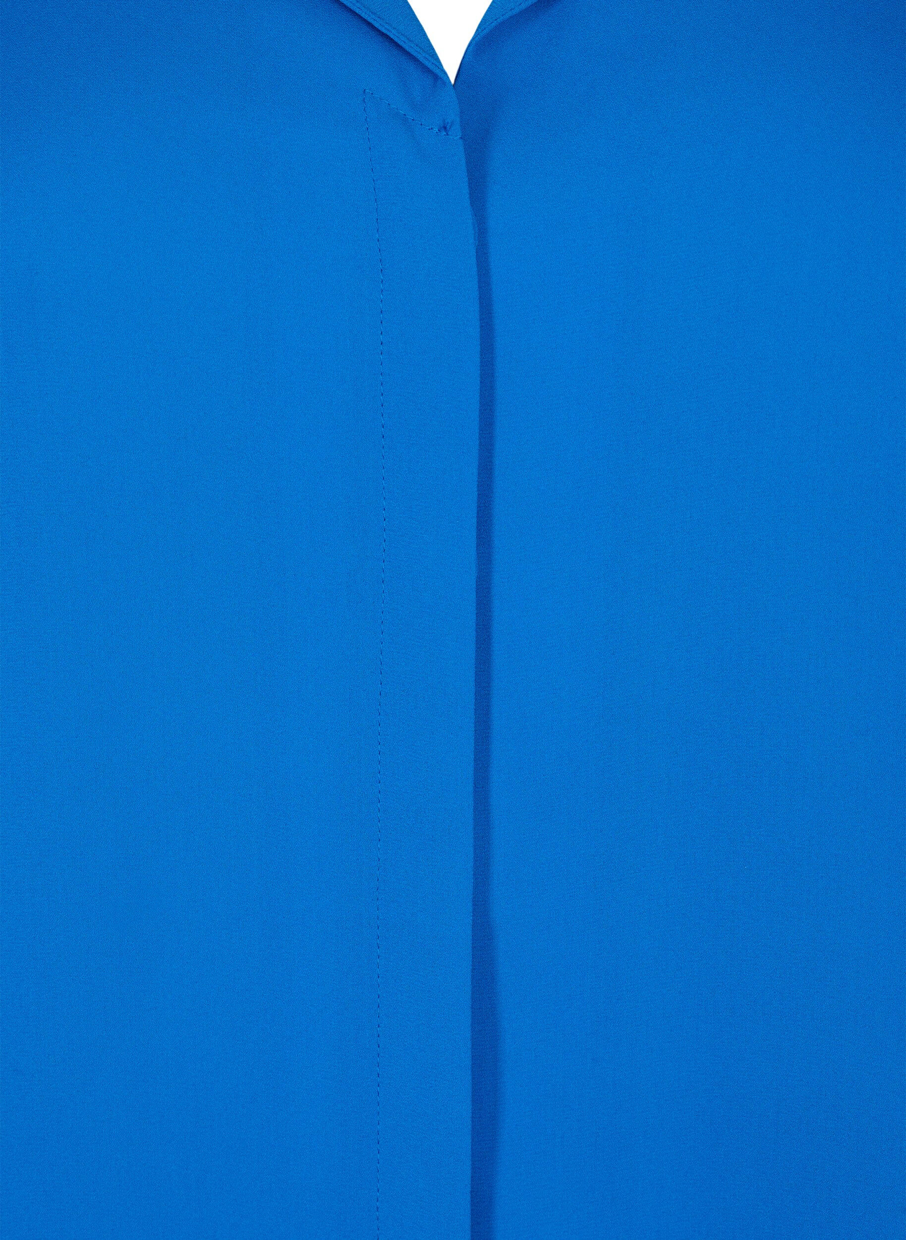 Zizzi Effen kleur overhemd met v-hals, Princess Blue, Packshot image number 2