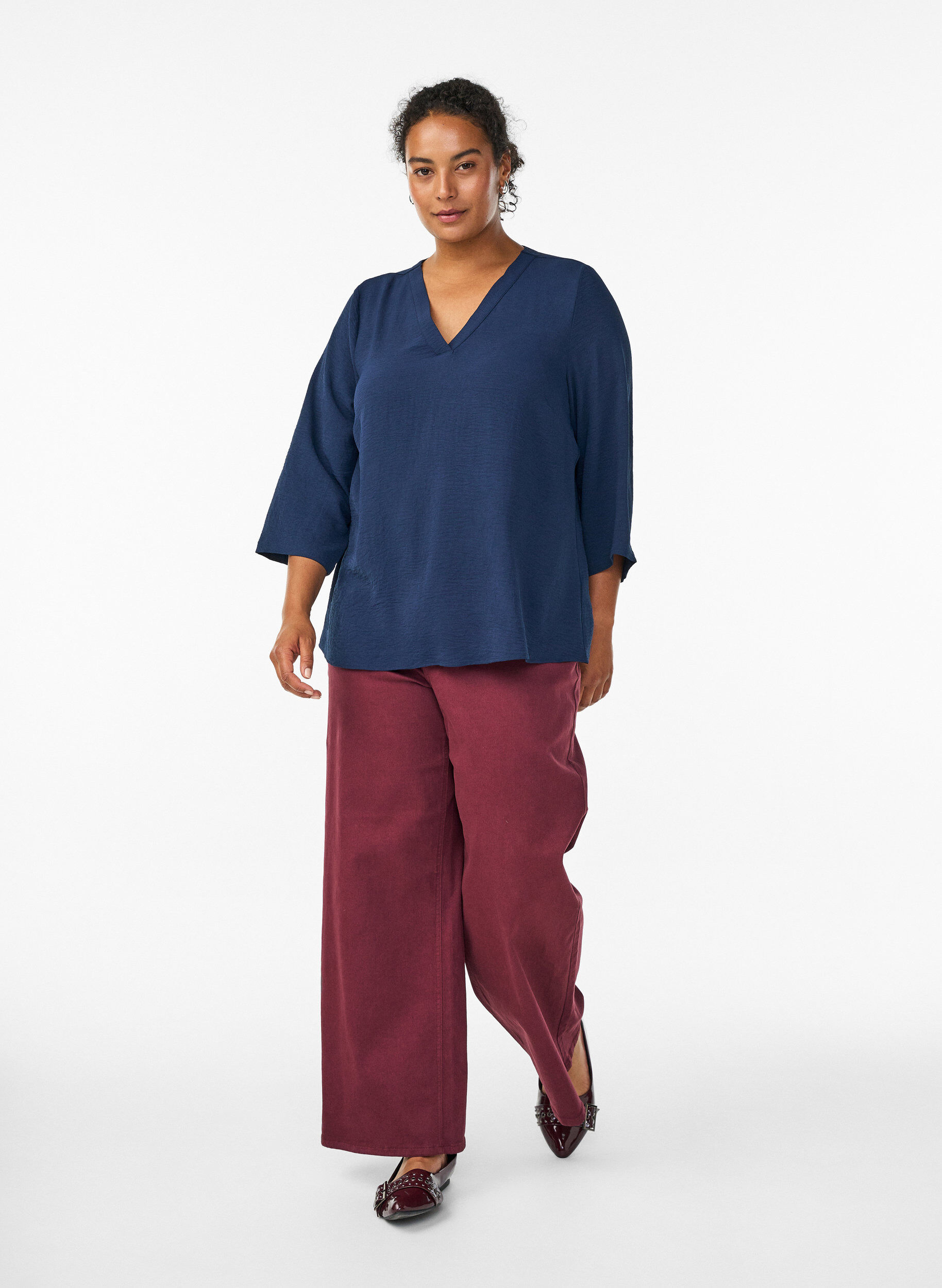 ZizziBlouse met 3/4 mouwen, Blauw, Model image number 1