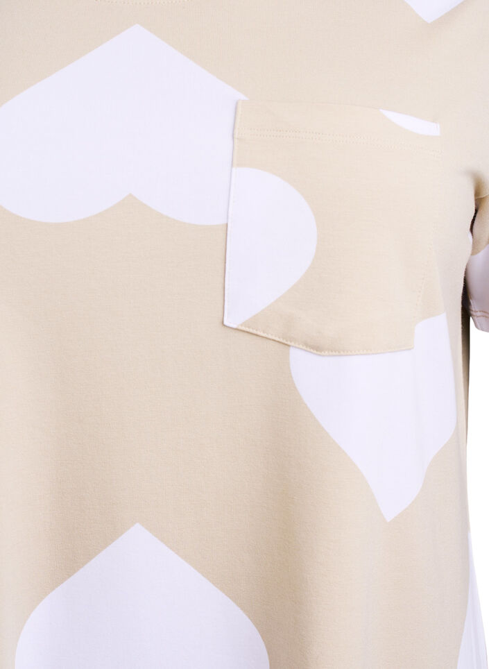 Lange nacht T-shirt in een modalmix met hartjes, Beige, Packshot image number 2