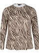 Blouse met lange mouwen en zebraprint, Bruin, Packshot image number 0