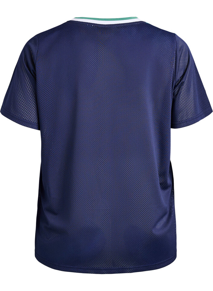 Sporty T-shirt in mesh met print aan de voorkant, Blauw, Packshot image number 1