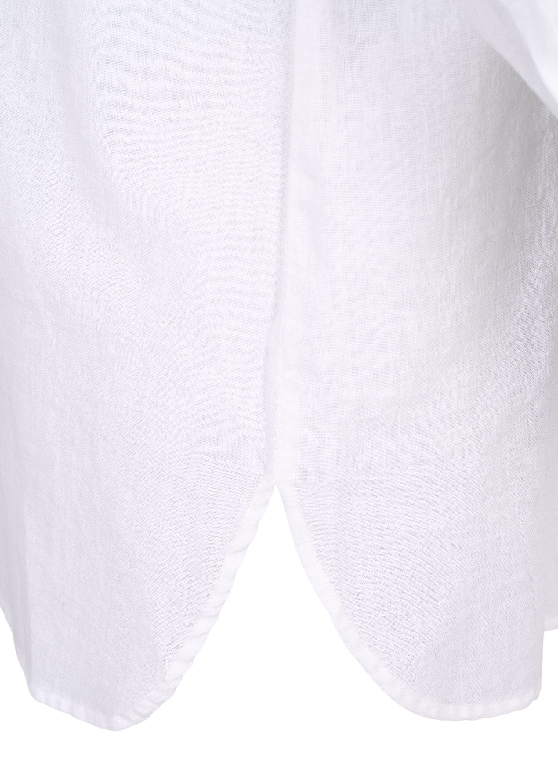 Zizzi Lang shirt van linnen en katoen, Bright White, Packshot image number 3