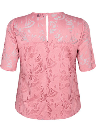 Kanten blouse met korte mouwen, Dusty Rose, Packshot image number 1
