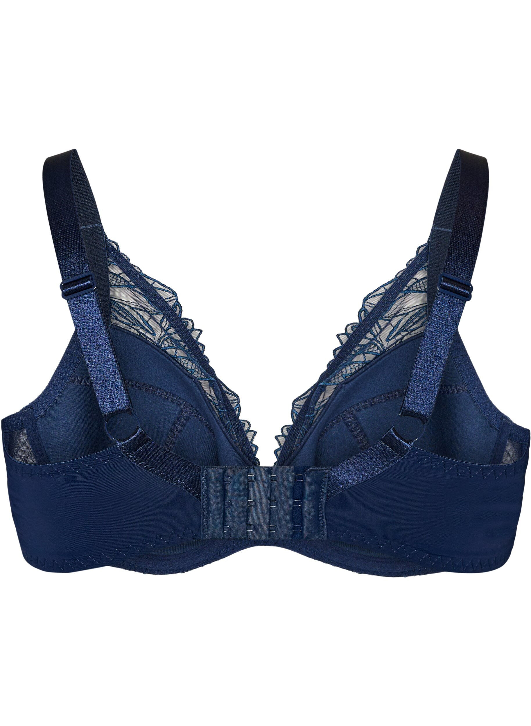 ZizziGewatteerde kanten beha met beugel, Blauw, Packshot image number 1