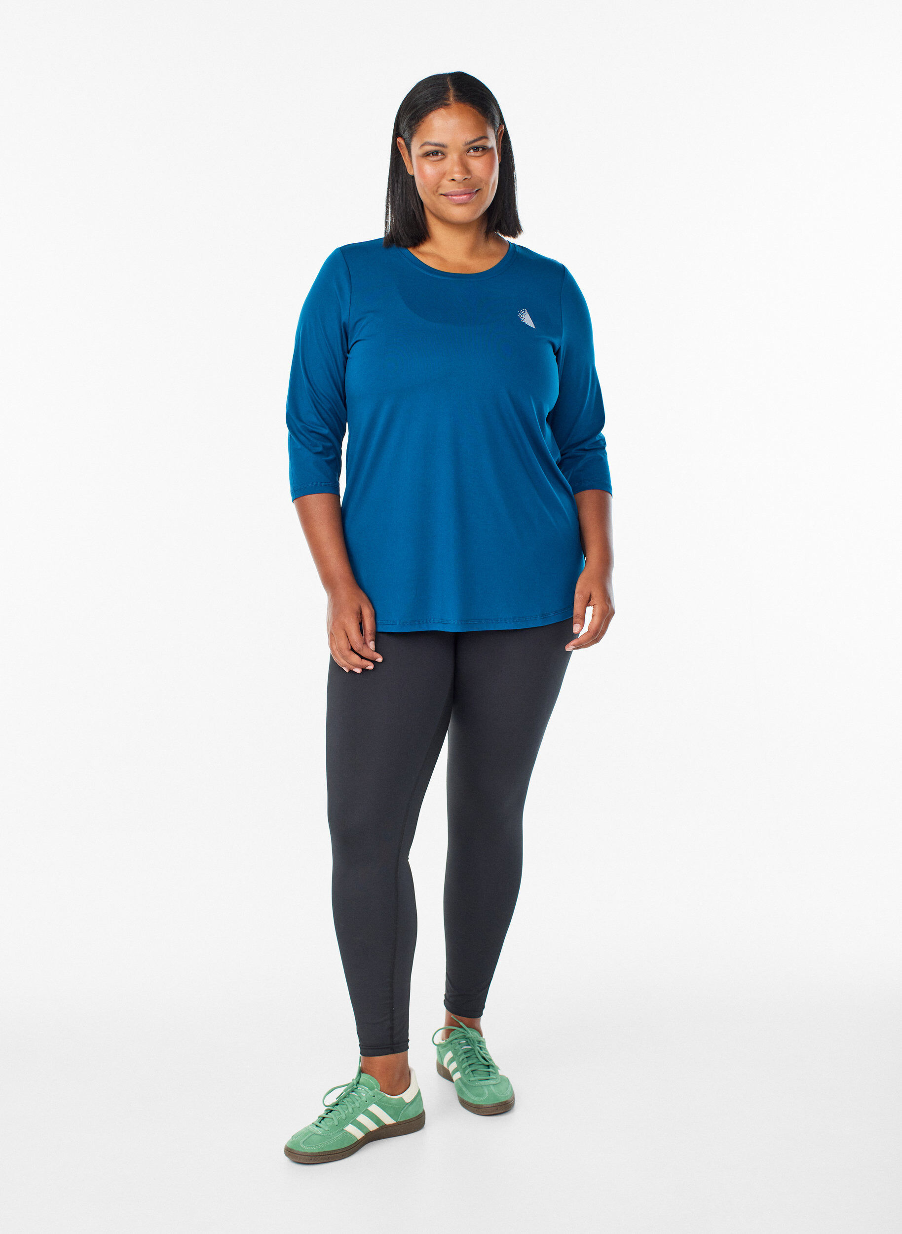 Zizzi Training blouse met 3/4 mouwen, Blauw, Model image number 1
