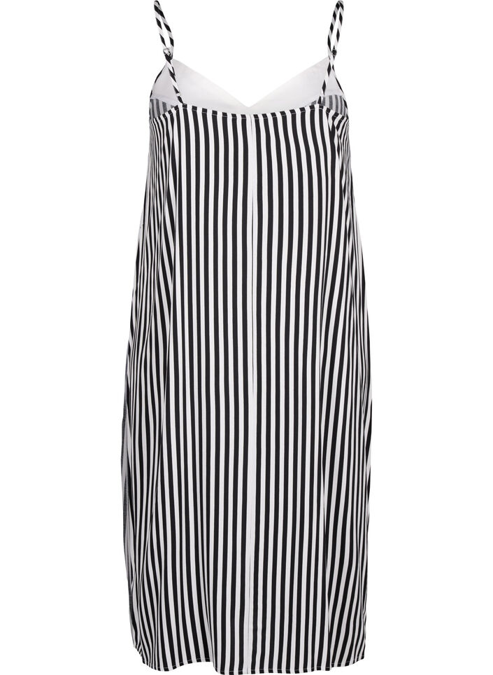 FLASH - Gestreepte bandjesjurk van viscose, Black White Stripe, Packshot image number 1