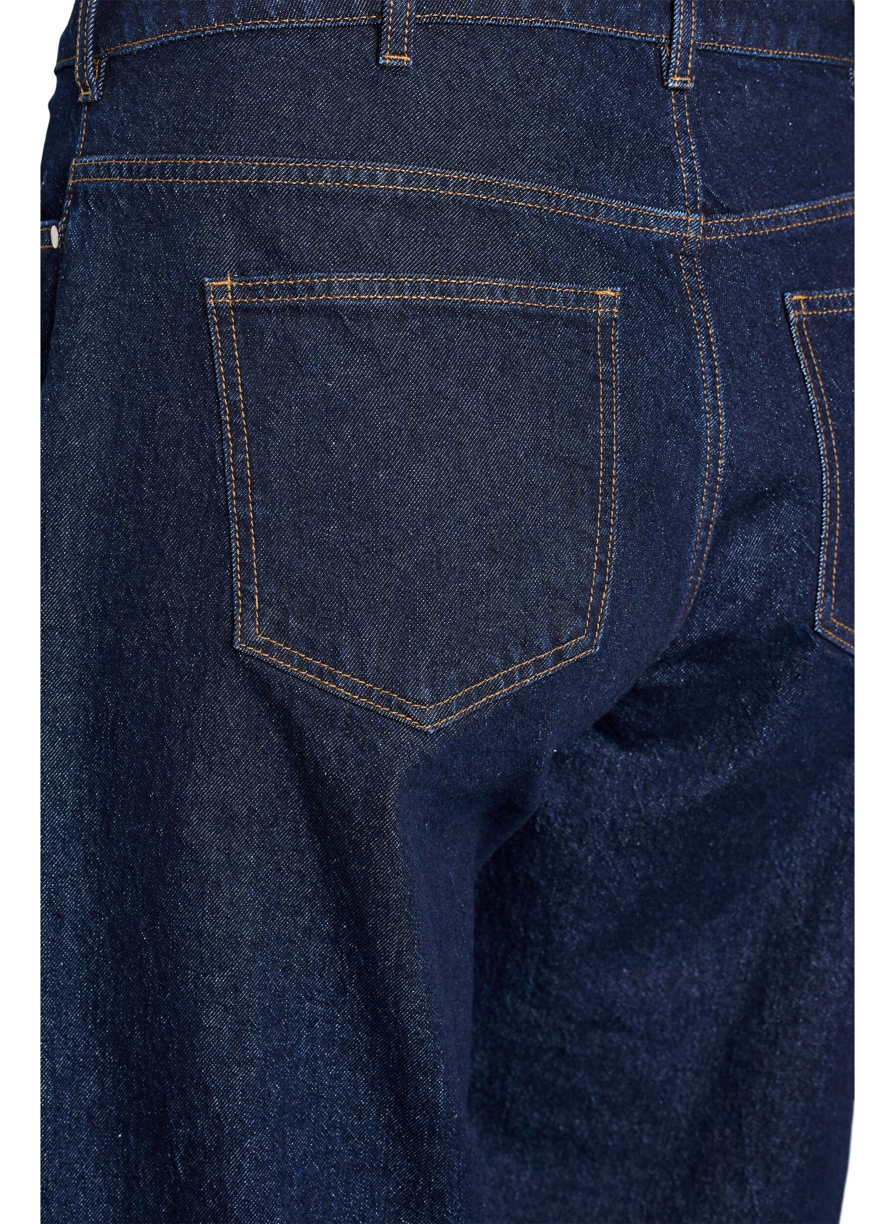 Zizzi Straight-fit jeans met wijde pijpen en omslagen, Blauw, Packshot image number 3