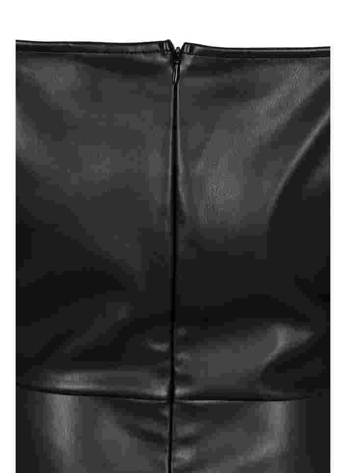 Imitatieleer jurk met a-vorm, Black, Packshot image number 3