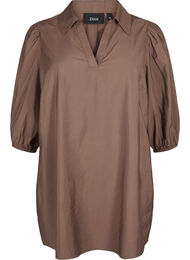 Tuniek van viscose met V-hals en kraag, Chocolate Chip