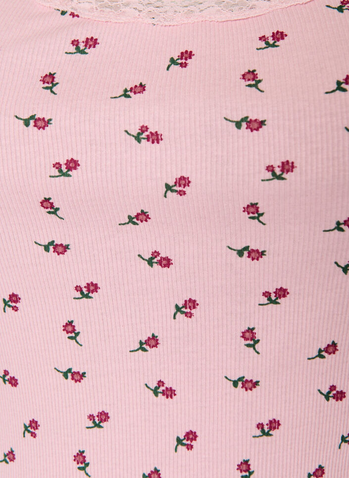 Top met print en kanten rand, Rood, Packshot image number 2