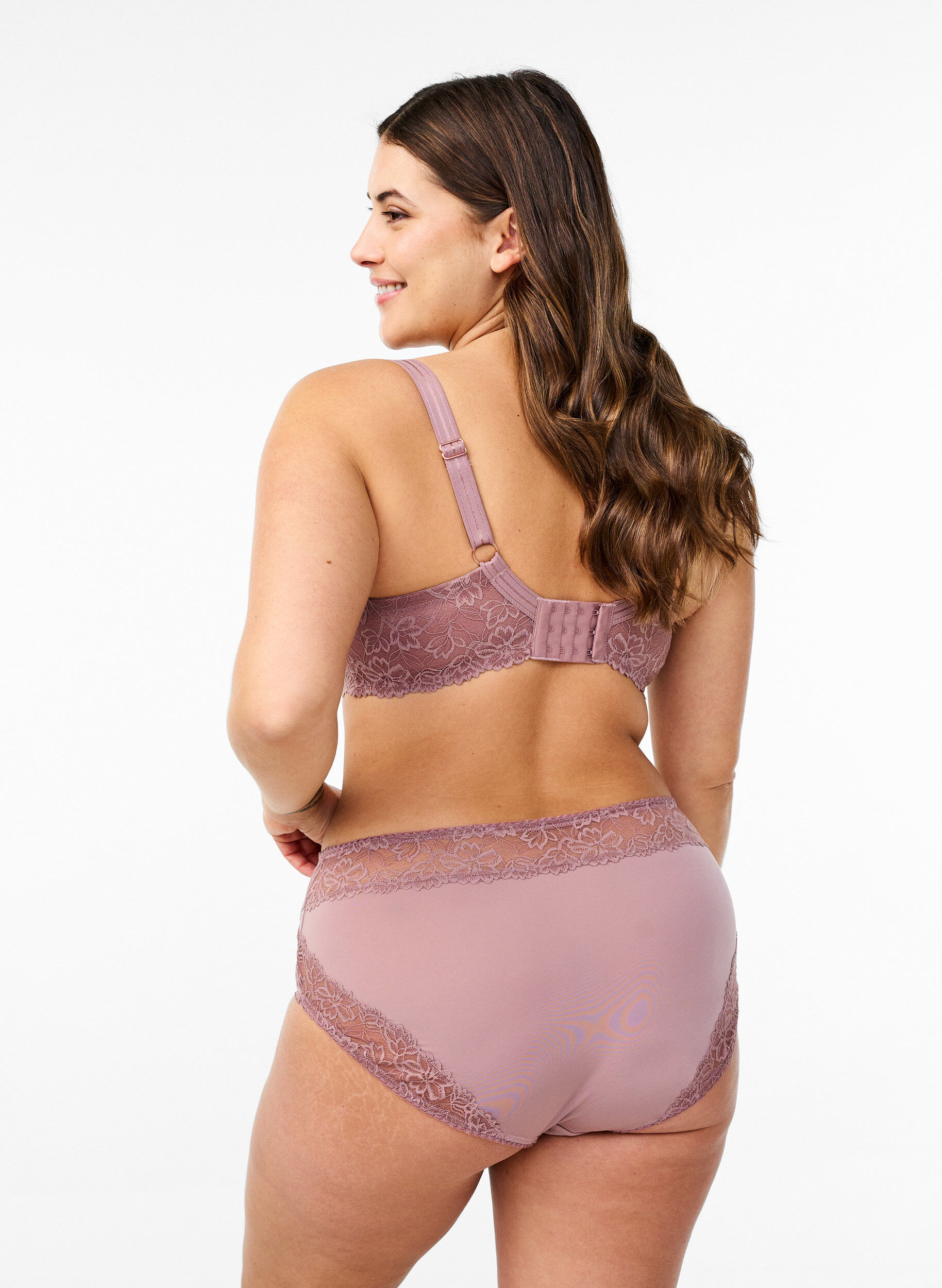 Zizzi Microfiber panties met kanten details, Roze, Model image number 1