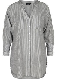 Gestreepte blouse in 100% katoen, Black Stripe