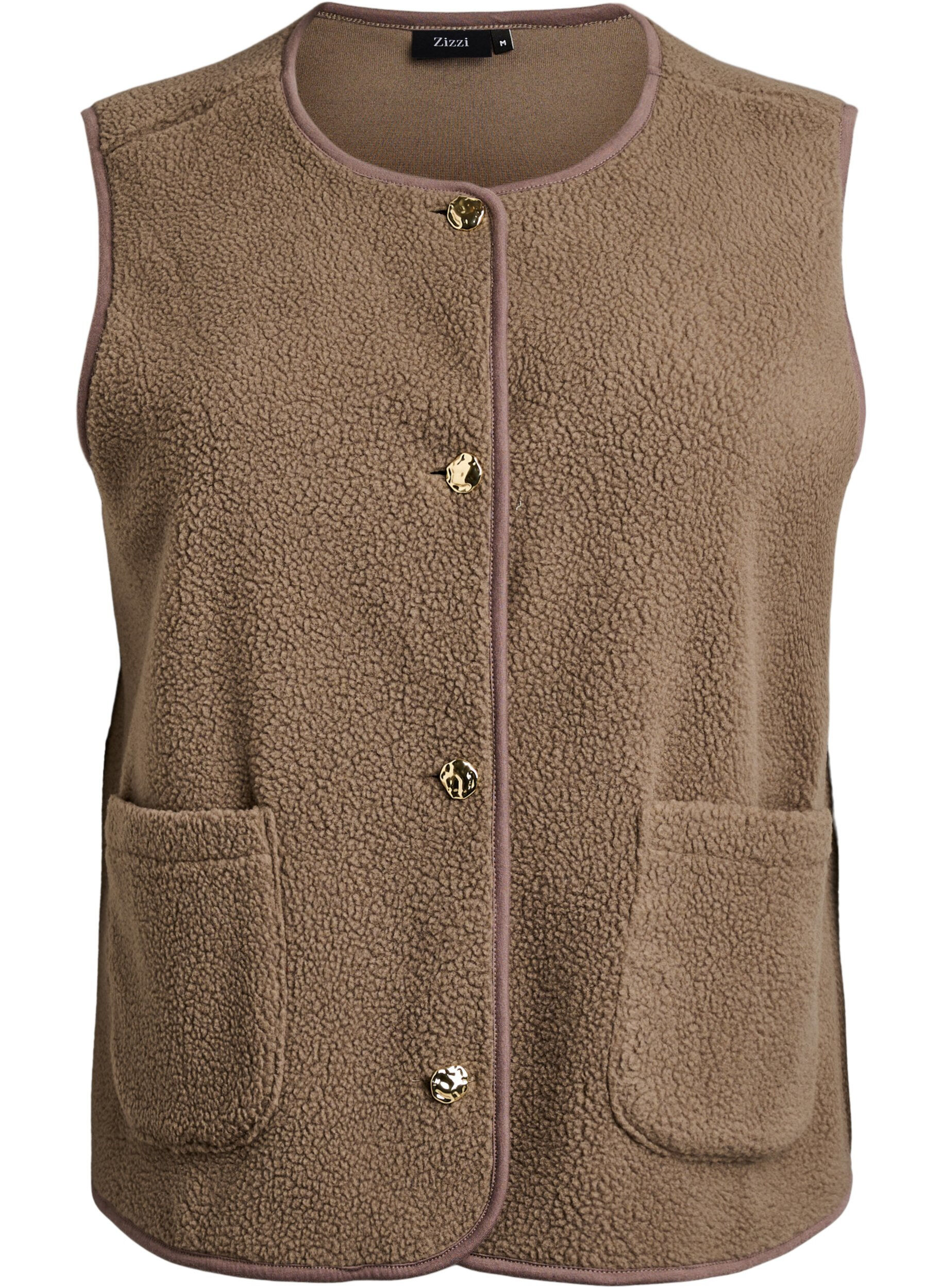 Teddy gilet met knopen en zakken