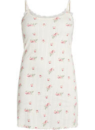 Nachthemd met dunne bandjes en een gestructureerd patroon, Vanille