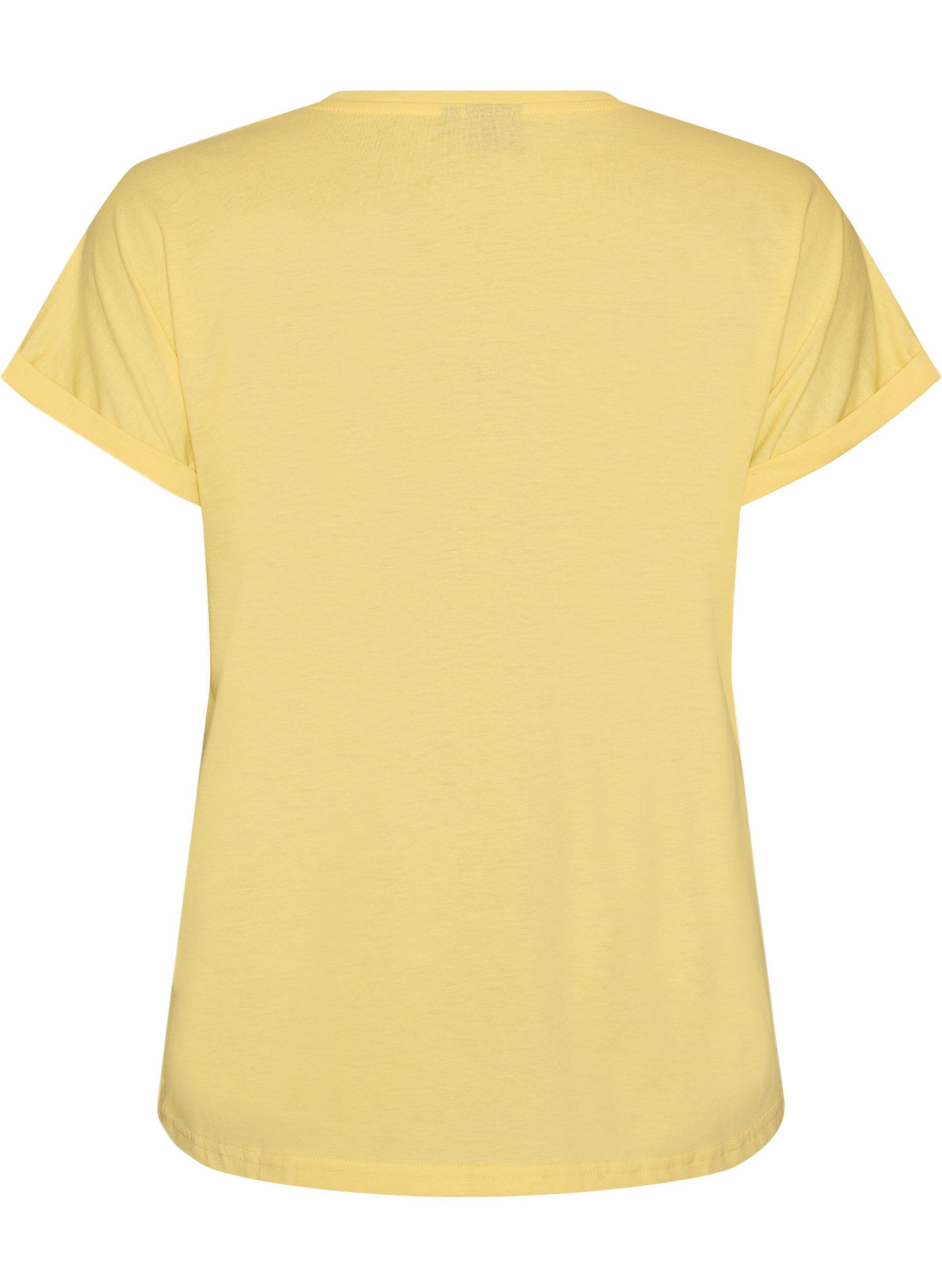 ZizziT-shirt met korte mouwen van katoenmix, Geel, Packshot image number 1