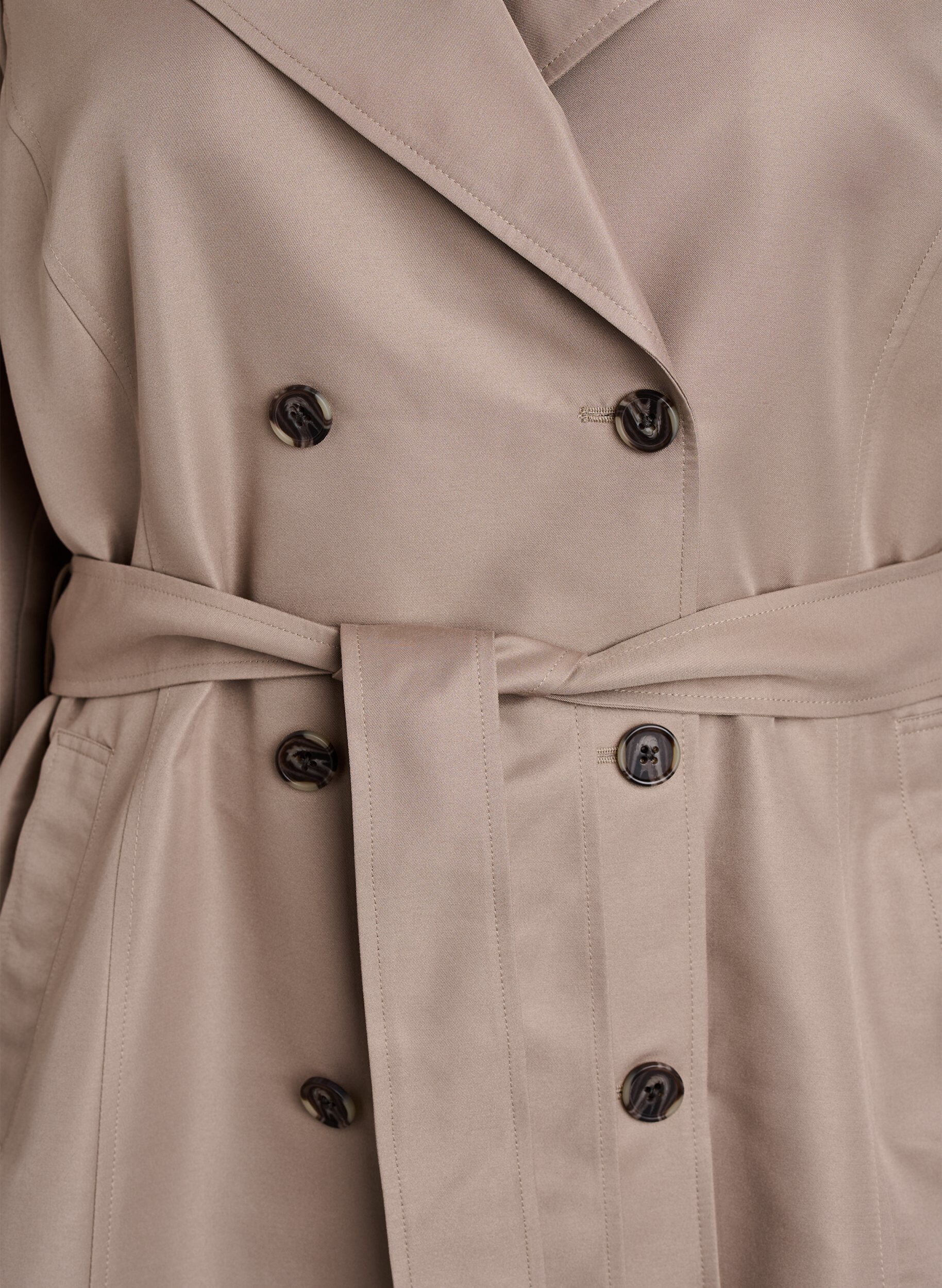 Zizzi Korte trenchcoat met riem, Grijs, Packshot image number 2