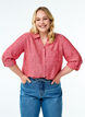 Linnen en viscose shirt met 3/4 mouwen, Rood, Model image number 0