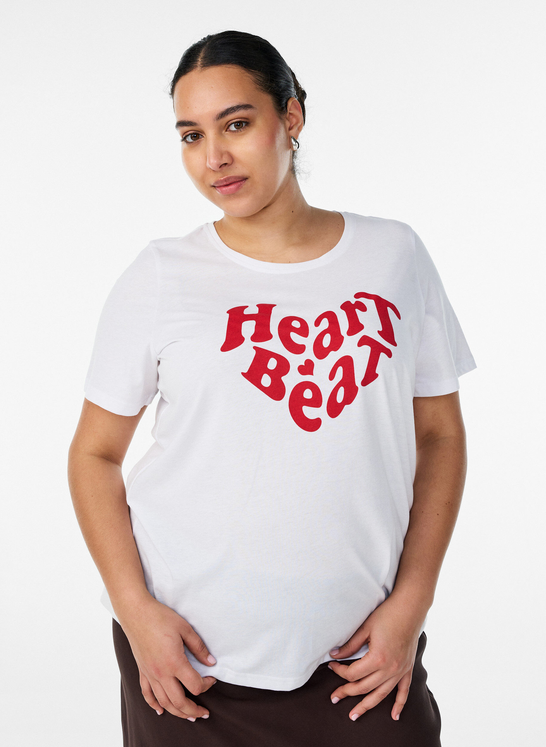 T-shirt met motief, Wit, Model