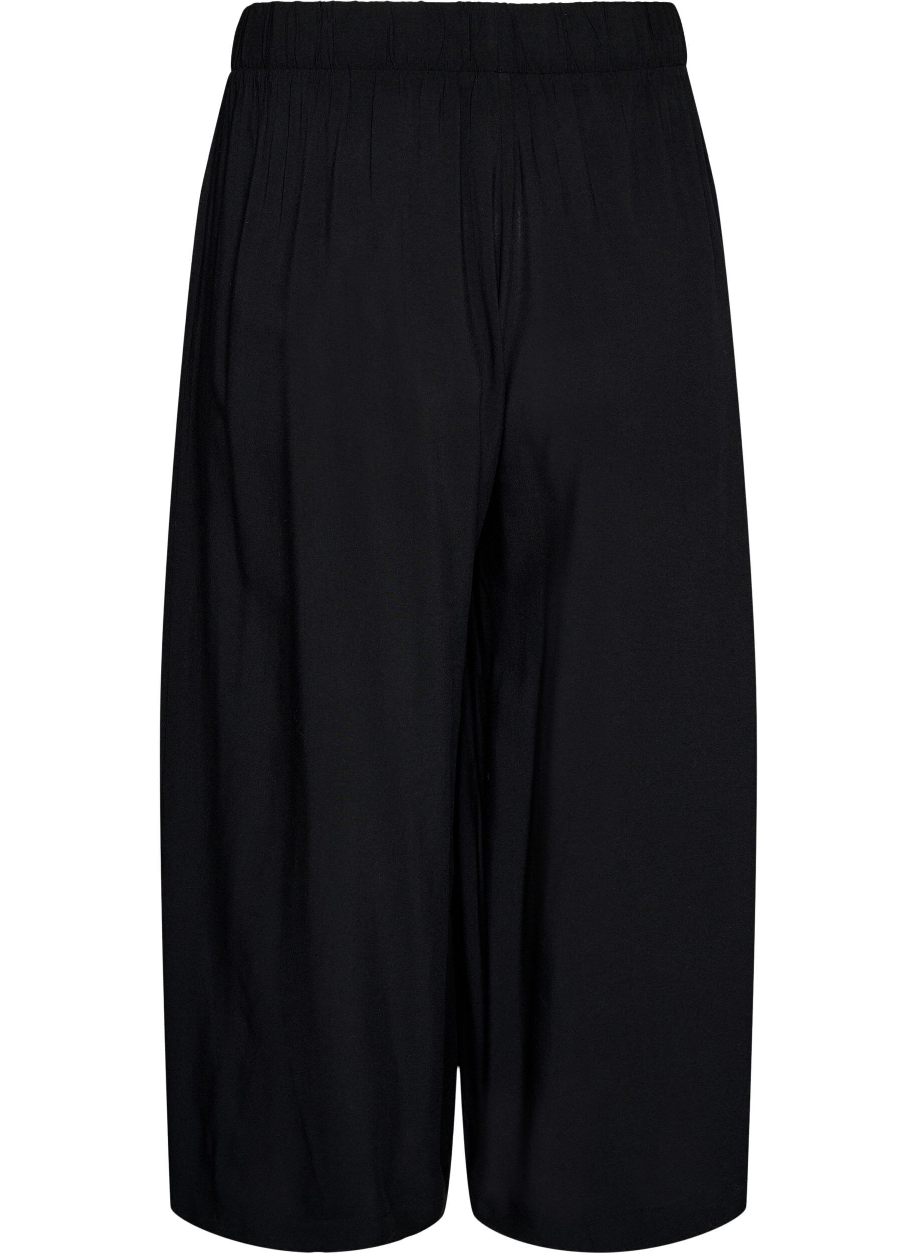 ZizziCulotte in viscose met een high waist en wijde pijpen, Zwart, Packshot image number 1