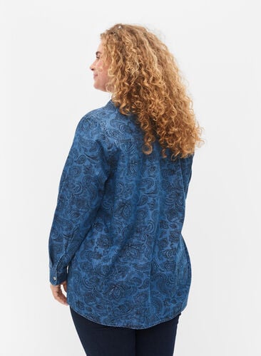 Geruit katoenen overhemd, Blue Paisley, Model image number 1