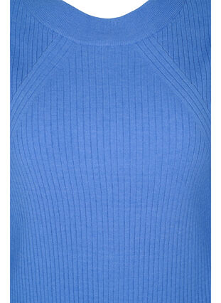 Geribbelde gebreide blouse met ballonmouwen, Ultramarine Mel., Packshot image number 2