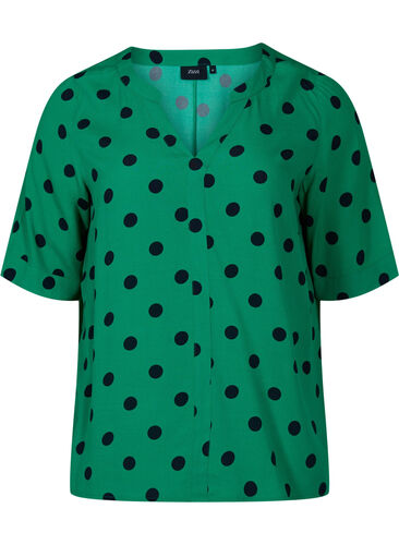 Viscose blouse met stippen, Jolly Green dot AOP, Packshot image number 0