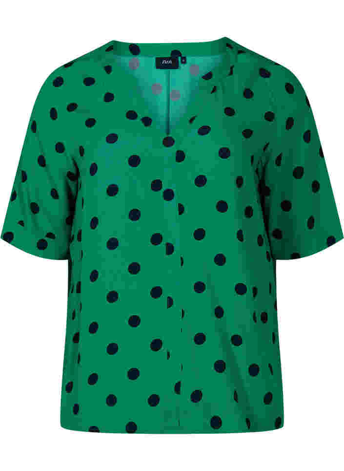 Viscose blouse met stippen, Jolly Green dot AOP, Packshot image number 0
