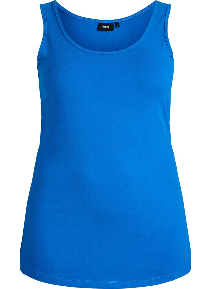 Solide kleur basis top in katoen, Blauw, Packshot image number 0